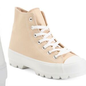 Sincerely Jules "Vespa" Tan Canvas High Top Platform Sneakers Lug Sole Size 8M